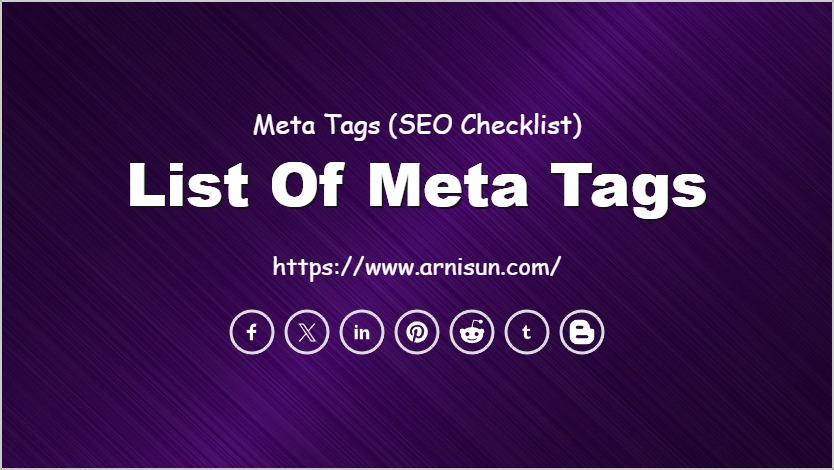 List of Meta Tags
